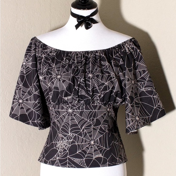 Cobweb CVLT Oblong Box Tangled Web Victoria Top Spiderweb Print BNWT - Picture 1 of 9